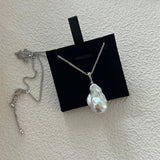 Silver Chain Baroque Pearl Pendant Necklace