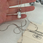 Long Pull Sterling Silver Chain Baroque Necklace