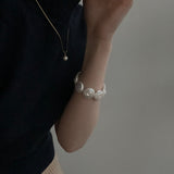 Flat Round Baroque Beaded Pearl Bracelet