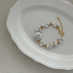 Round Baroque Gold Bean Pearl Bracelet