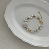 Round Baroque Gold Bean Pearl Bracelet