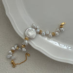 Round Baroque Gold Bean Pearl Bracelet