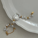 Round Baroque Gold Bean Pearl Bracelet