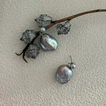 Grey Baroque Pendant Drop Earrings