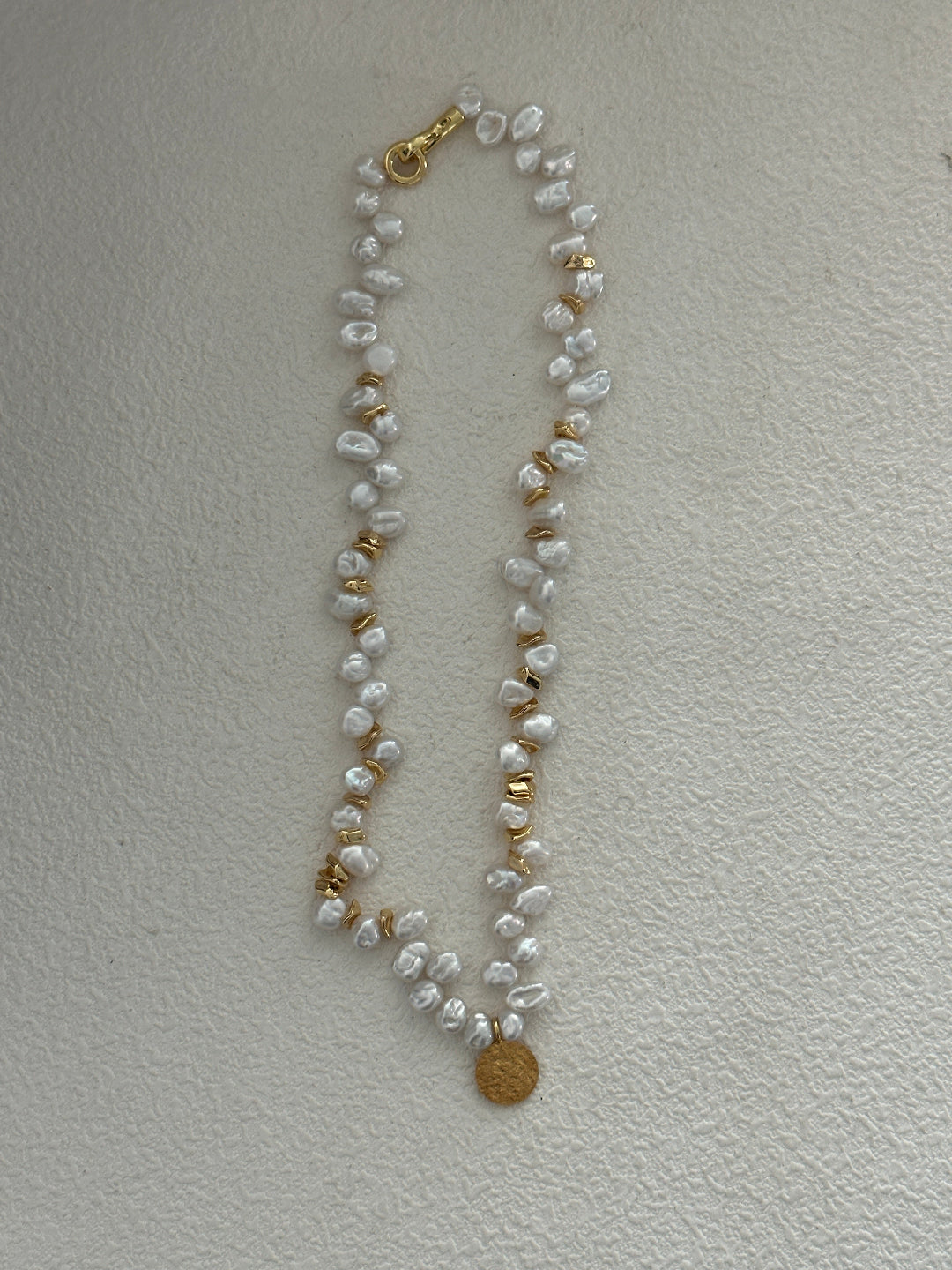 Gold Coin Pendant Baroque Pearl Necklace