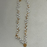 Gold Coin Pendant Baroque Pearl Necklace