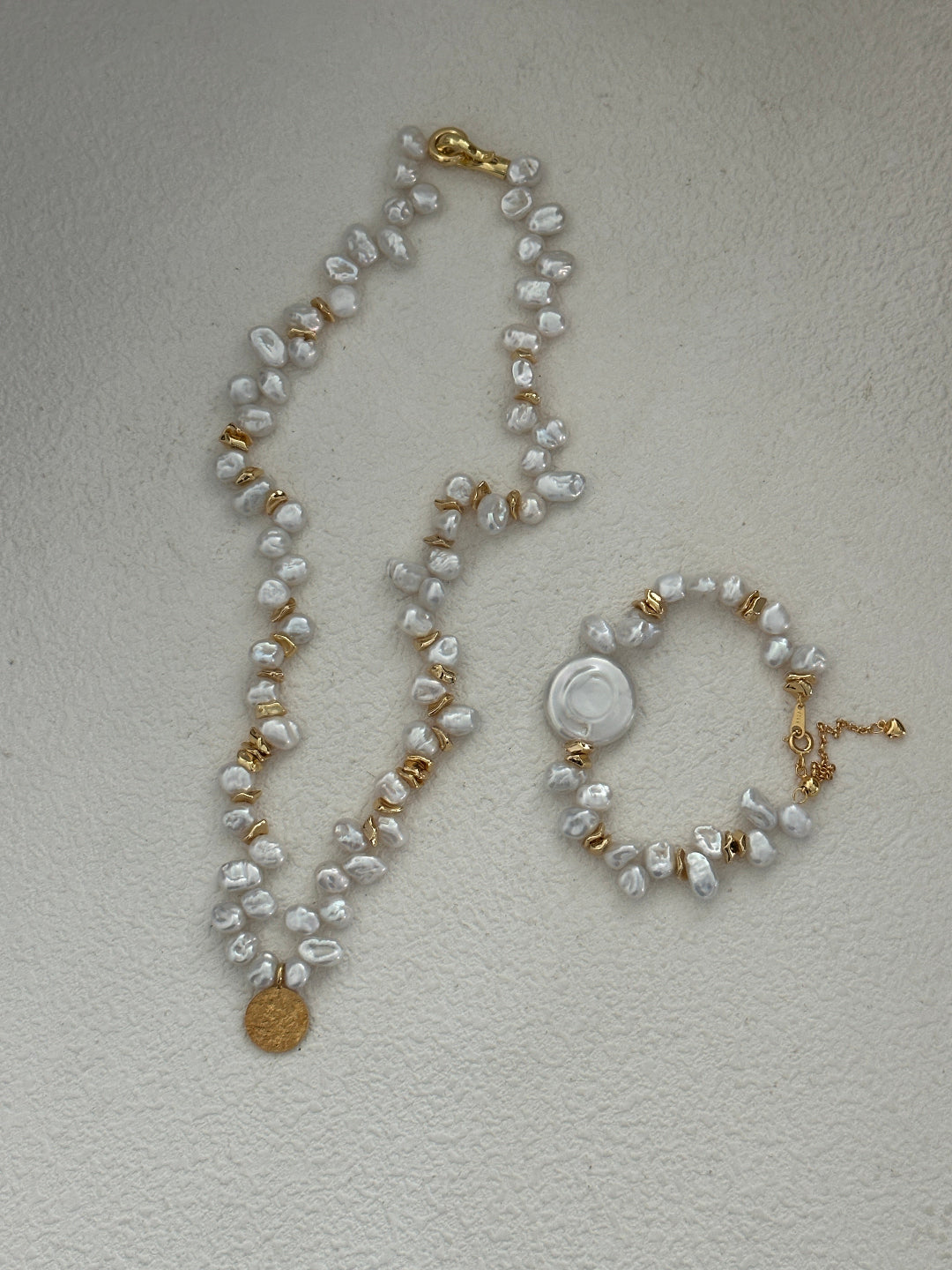 Gold Coin Pendant Baroque Pearl Necklace