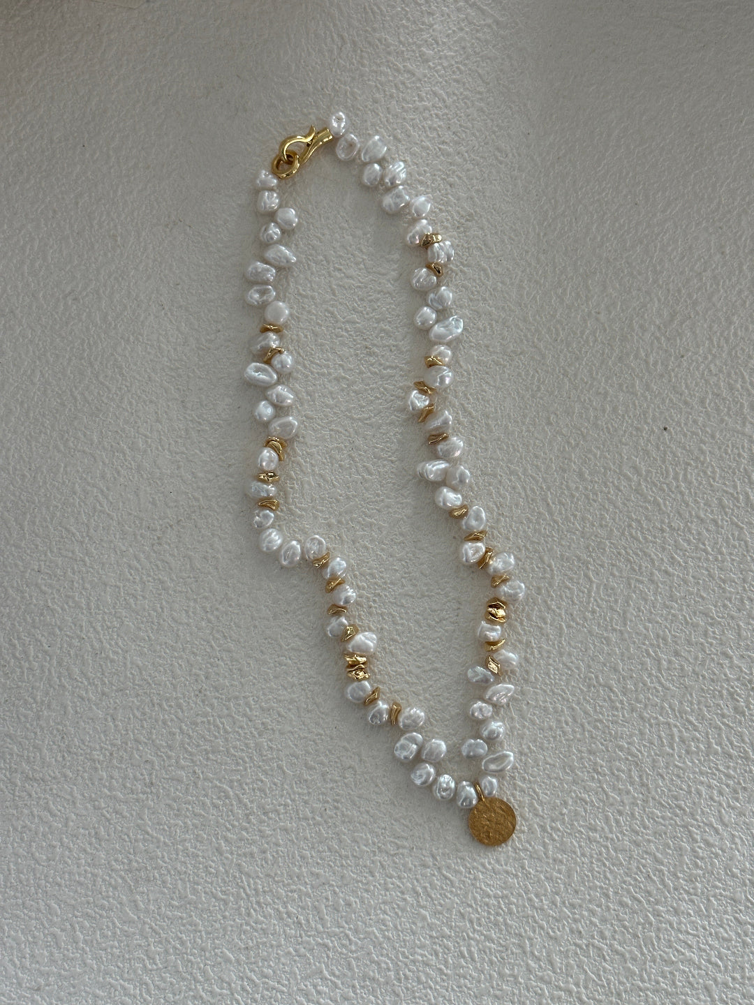 Gold Coin Pendant Baroque Pearl Necklace