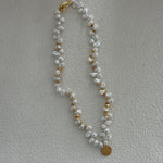 Gold Coin Pendant Baroque Pearl Necklace