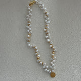 Gold Coin Pendant Baroque Pearl Necklace