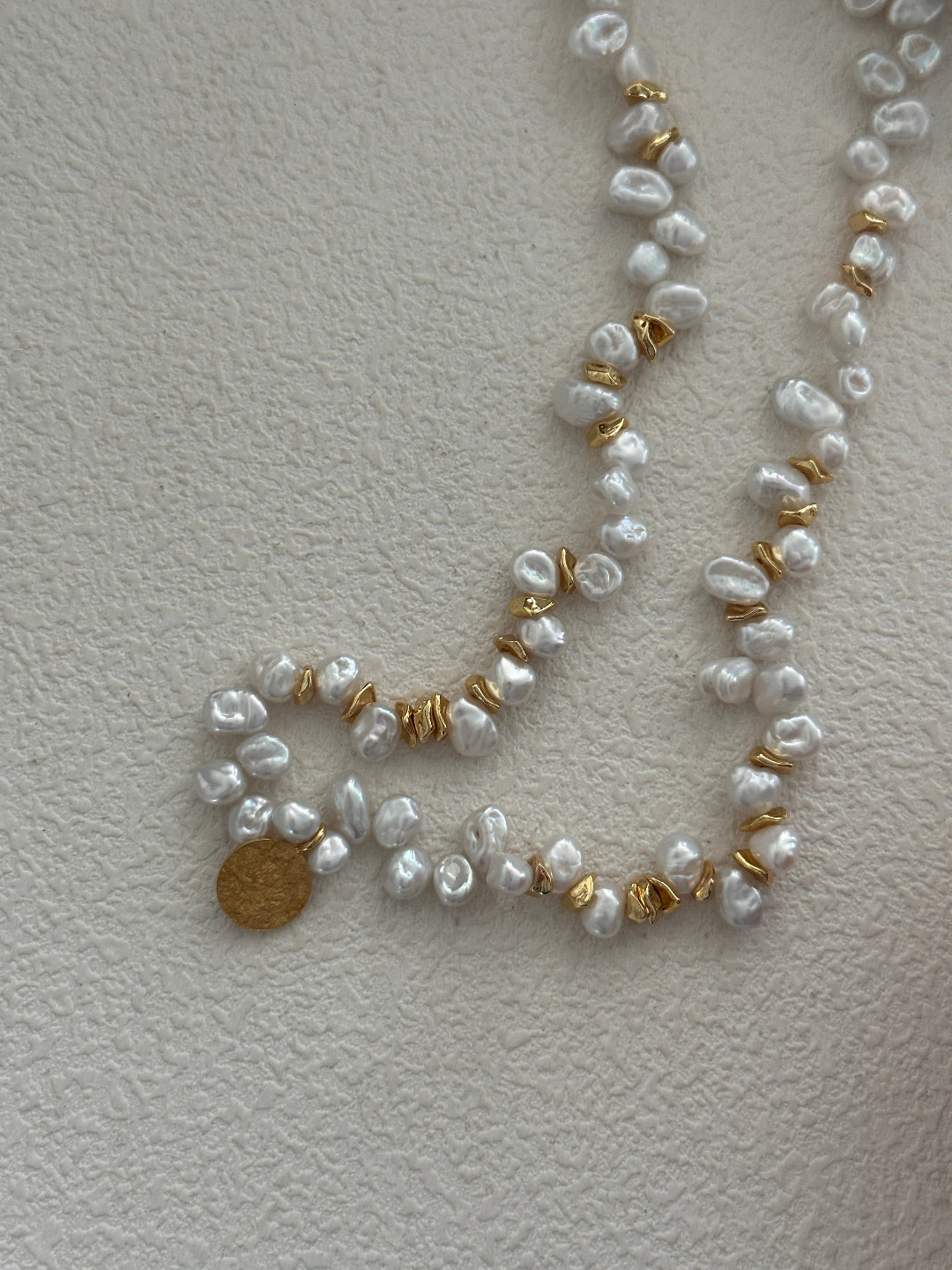 Gold Coin Pendant Baroque Pearl Necklace