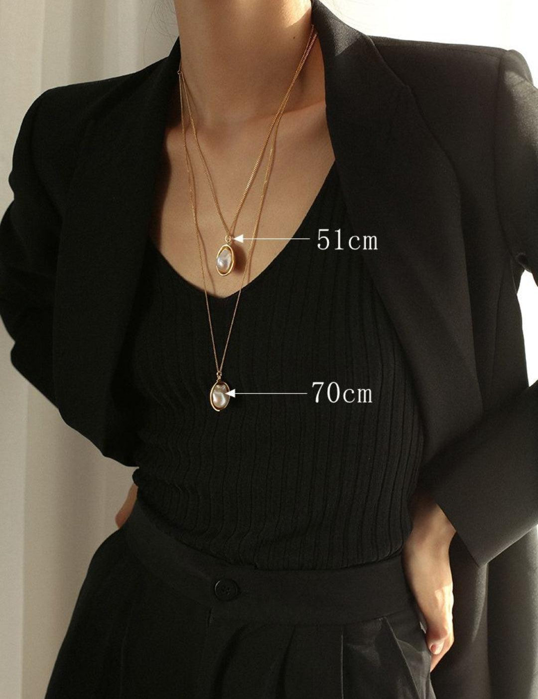 Oval Pendant Baroque Shaped Pearl Necklace - Gembea Jewelry