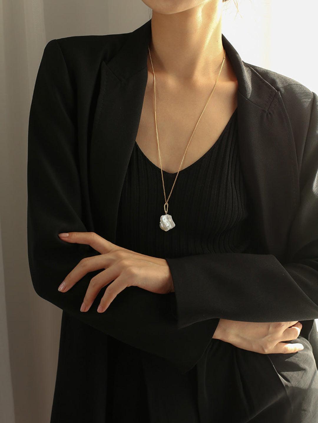 Baroque Pearl Pendant Long Necklace - Gembea Jewelry