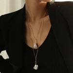 Baroque Pearl Pendant Long Necklace