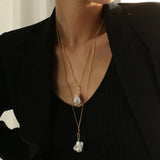 Baroque Pearl Pendant Long Necklace