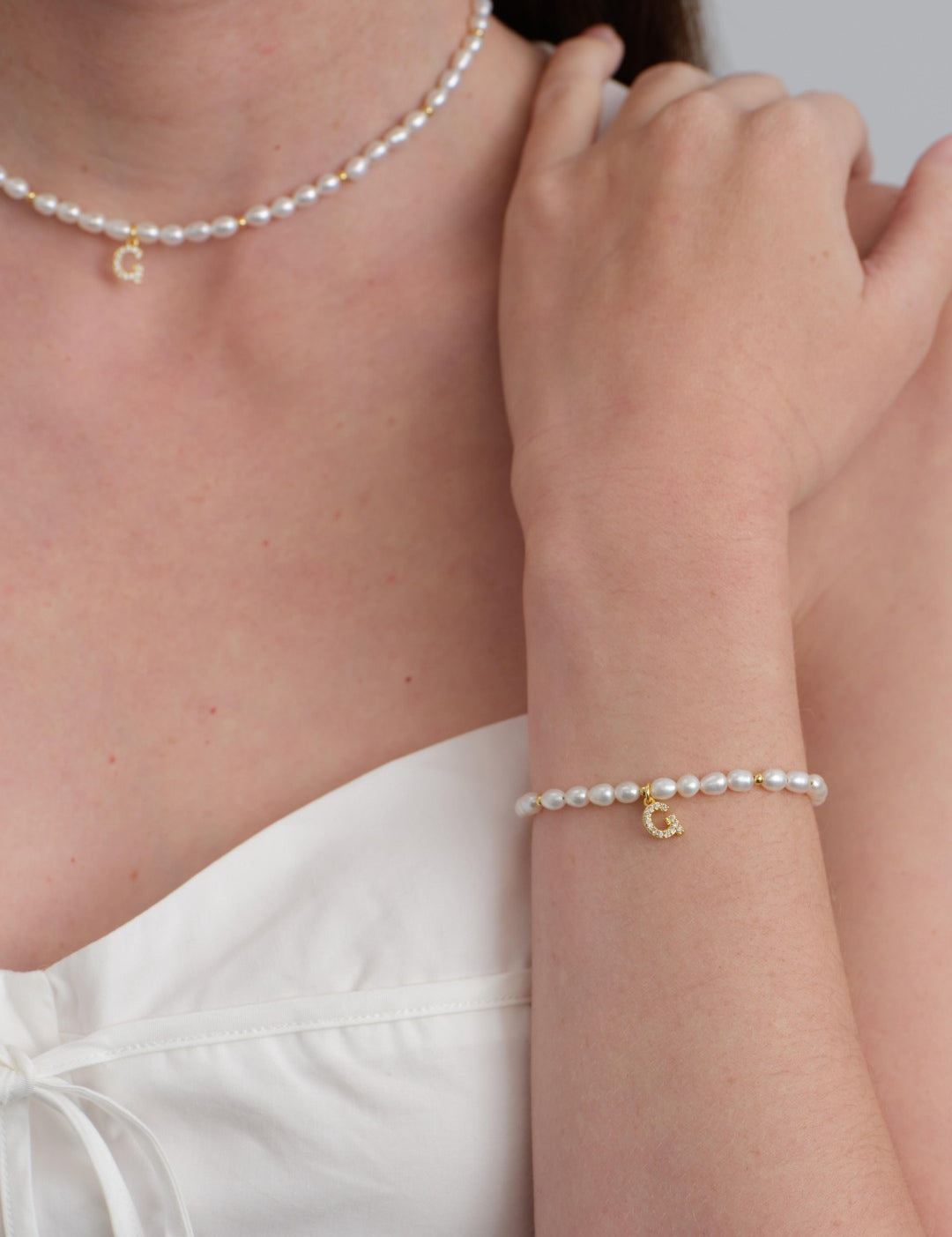 26 Letter Pearl Initial Bracelet gembea jewelry