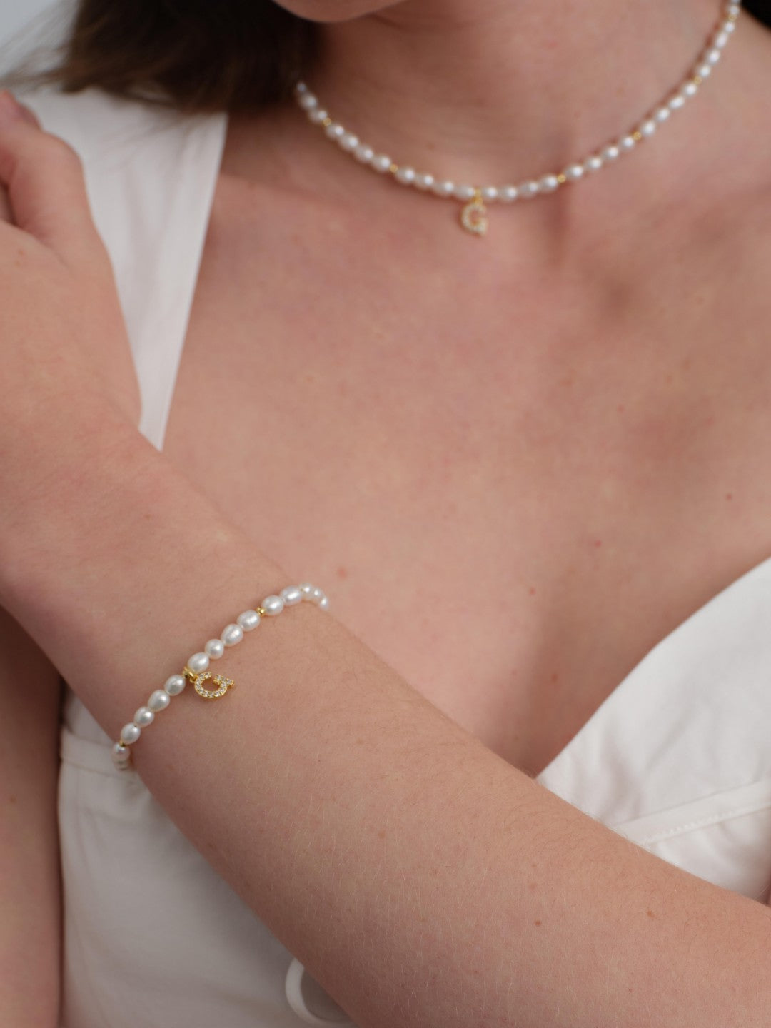 26 Letter Pearl Initial Bracelet gembea jewelry