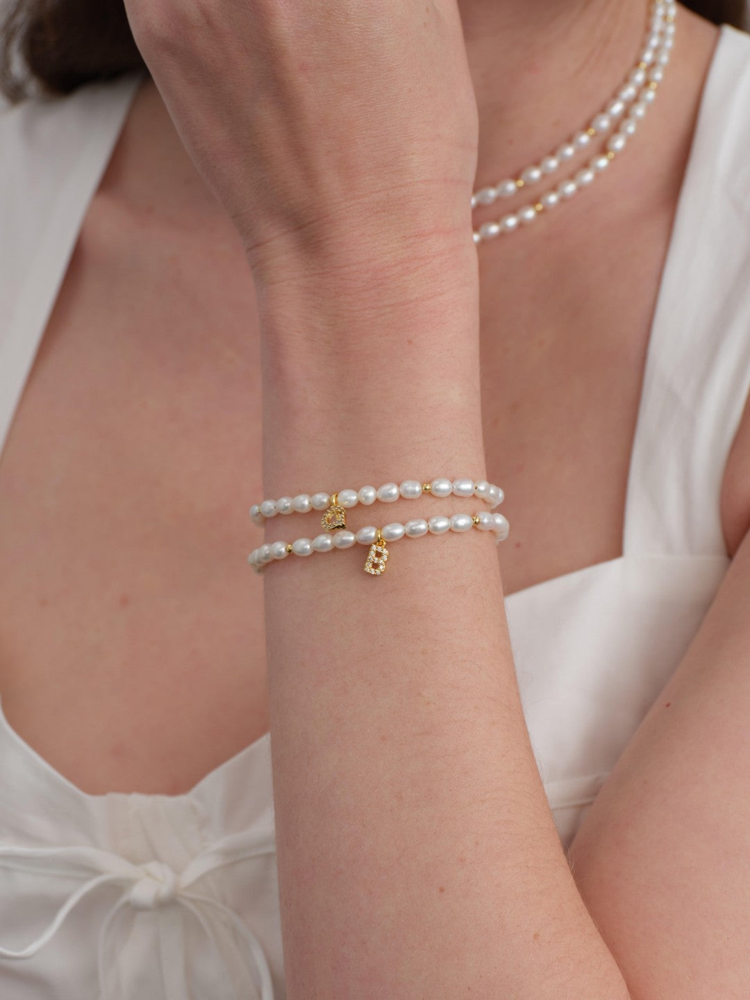 26 Letter Pearl Initial Bracelet gembea jewelry