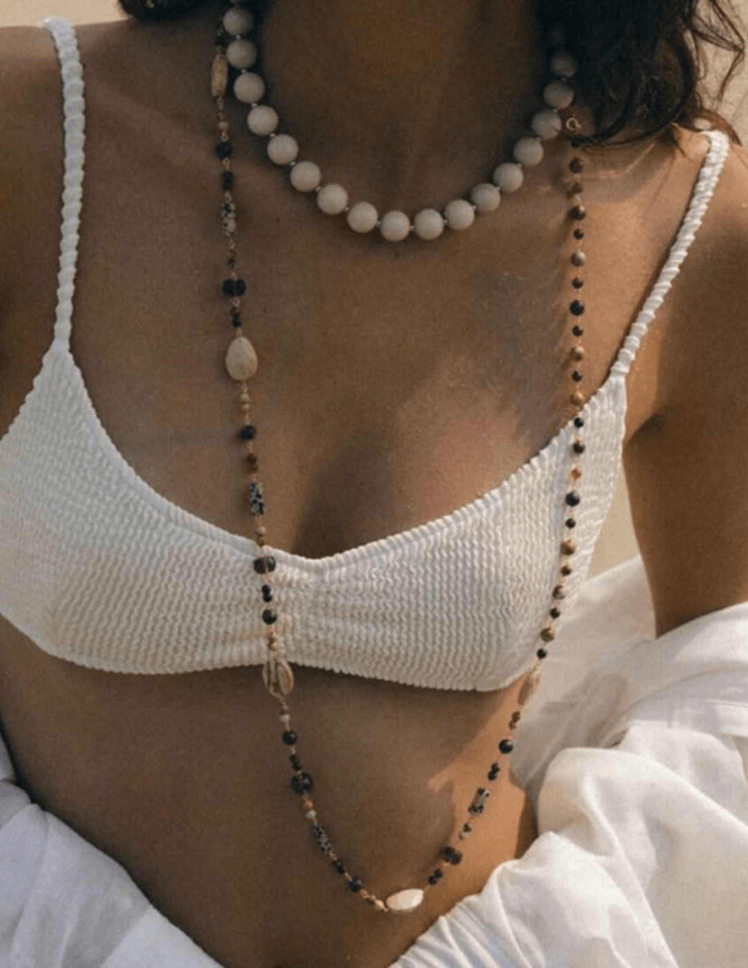 Long Woven Picture Stone Necklace - Gembea Jewelry