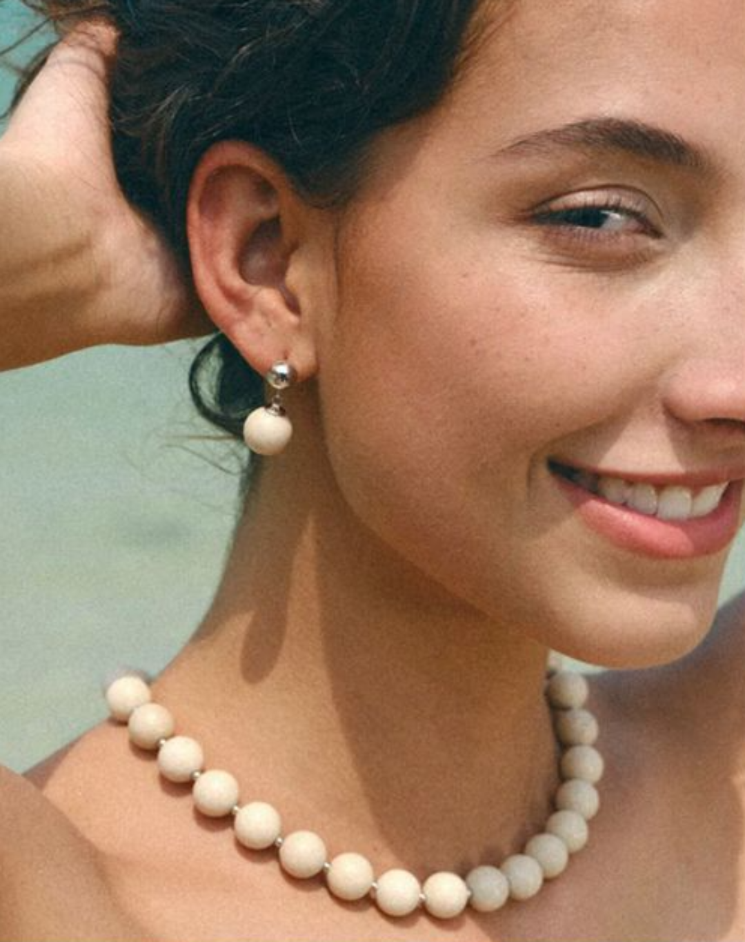 White Fossil Stone Drop Earrings