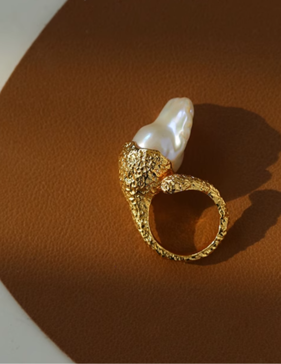 Natural Baroque Pearl Open Ring