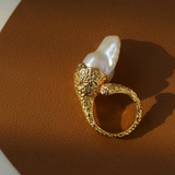 Natural Baroque Pearl Open Ring