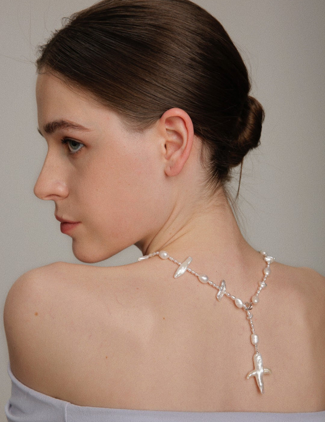 Gembea Jewelry Long Baroque Pearl Cross Necklace