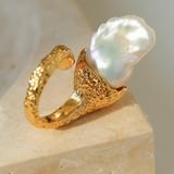 Natural Baroque Pearl Open Ring