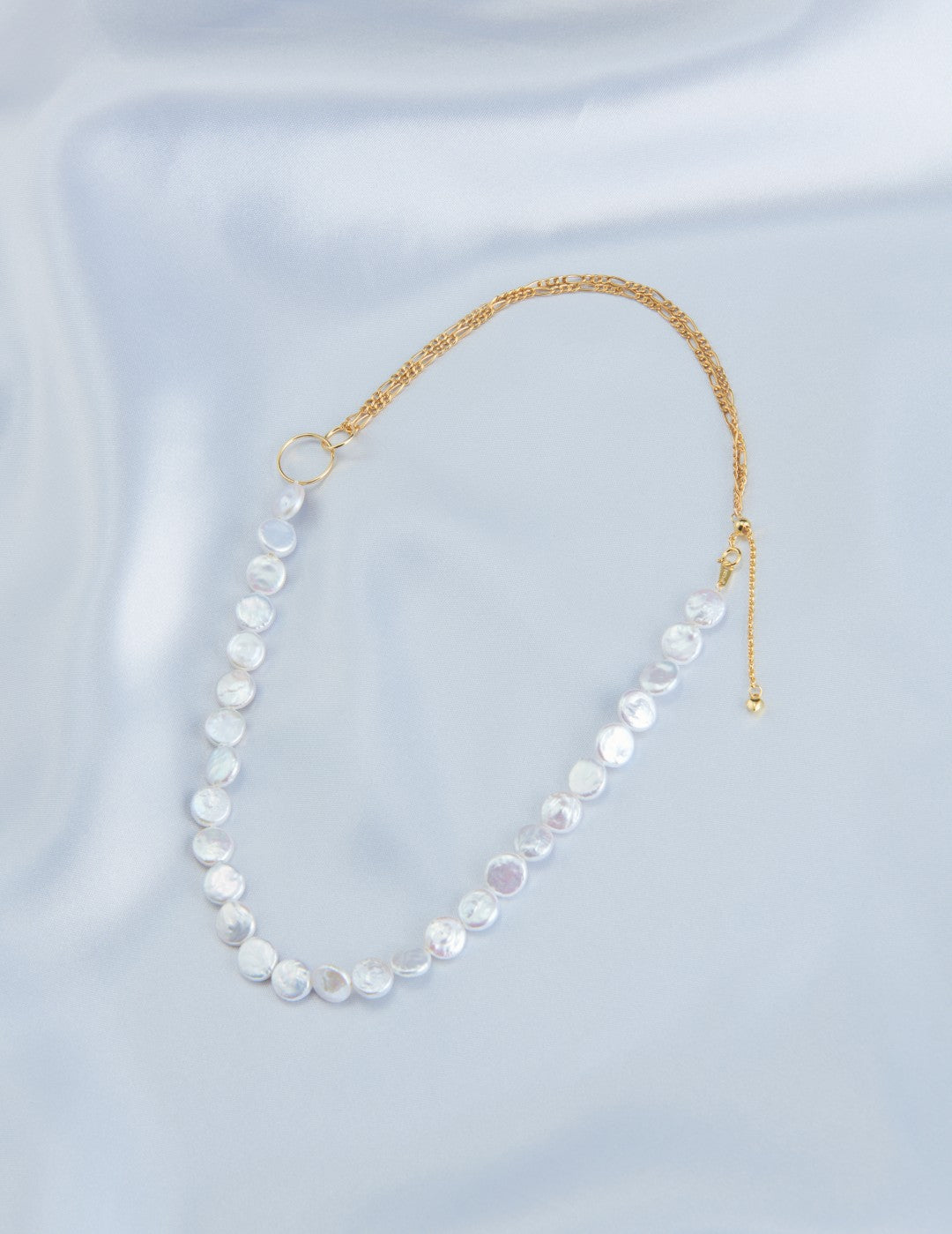 Double Chain Small Circle Baroque Pearl Necklace