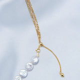 Double Chain Small Circle Baroque Pearl Necklace