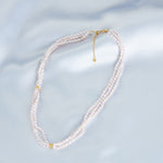 Three Layers Pink Freshwater Pearl Beaded Necklace