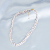 Three Layers Pink Freshwater Pearl Beaded Necklace