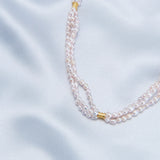 Three Layers Pink Freshwater Pearl Beaded Necklace