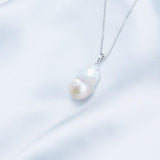 Silver Chain Baroque Pearl Pendant Necklace