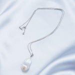 Silver Chain Baroque Pearl Pendant Necklace