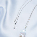 Silver Chain Baroque Pearl Pendant Necklace