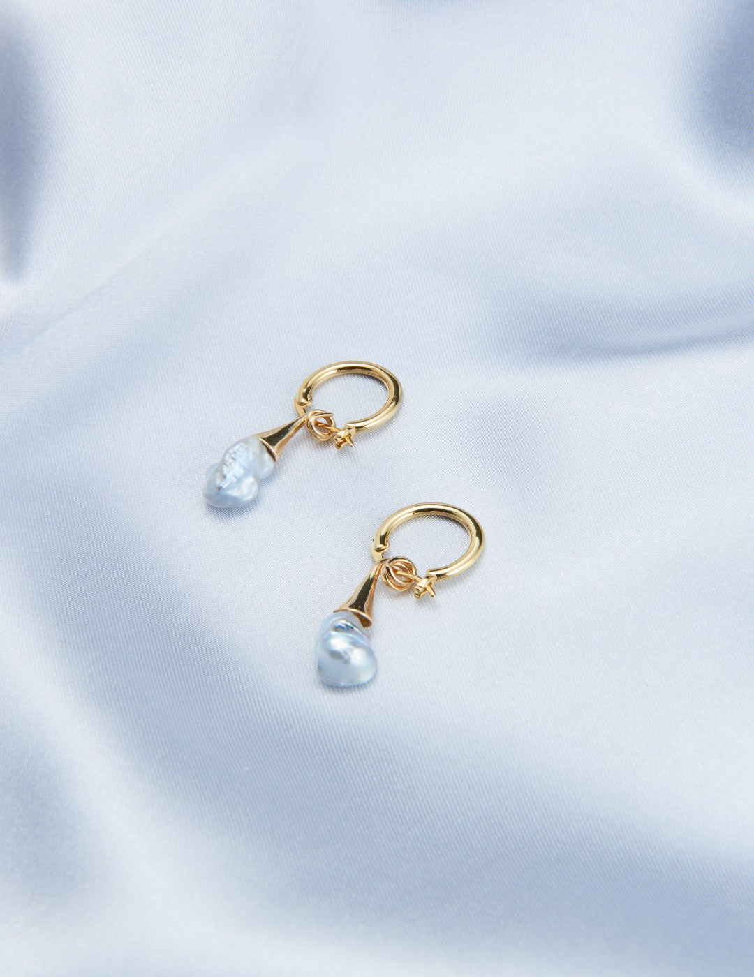 Shaped Baroque Drop Hoop Earrings