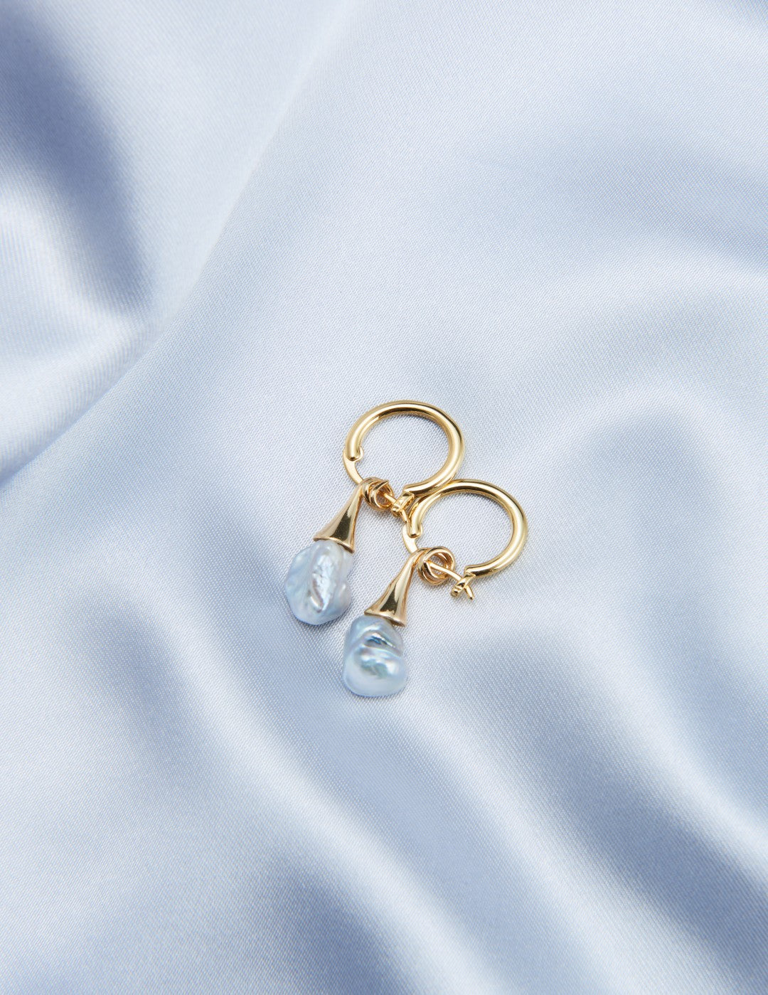 Shaped Baroque Drop Hoop Earrings