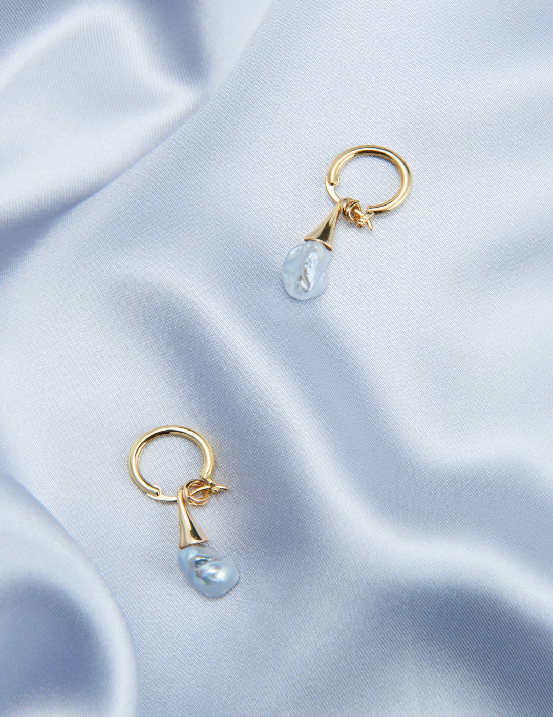 Shaped Baroque Drop Hoop Earrings