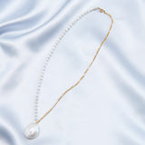 Round Baroque Pendant Chain Pearl Necklace