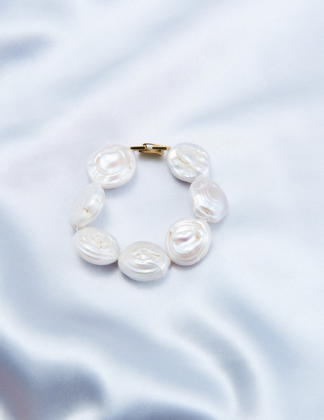 Flat Round Baroque Beaded Pearl Bracelet