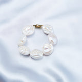 Flat Round Baroque Beaded Pearl Bracelet