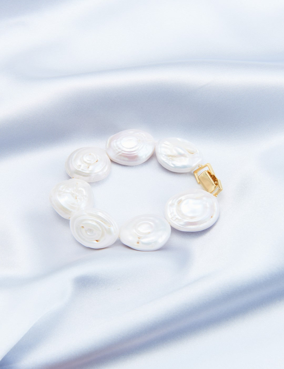 Flat Round Baroque Beaded Pearl Bracelet