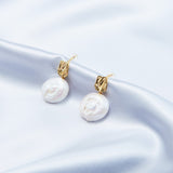 Round Pendant Baroque Pearl Earrings