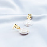 Round Pendant Baroque Pearl Earrings