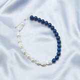 Lapis Lazuli Gemstone Baroque Pearl Beaded Necklace