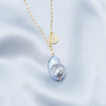 Grey Baroque Pendant Chain Pearl Necklace