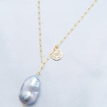 Grey Baroque Pendant Chain Pearl Necklace