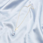 Grey Baroque Pendant Chain Pearl Necklace - Gembea Jewelry
