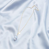 Grey Baroque Pendant Chain Pearl Necklace - Gembea Jewelry